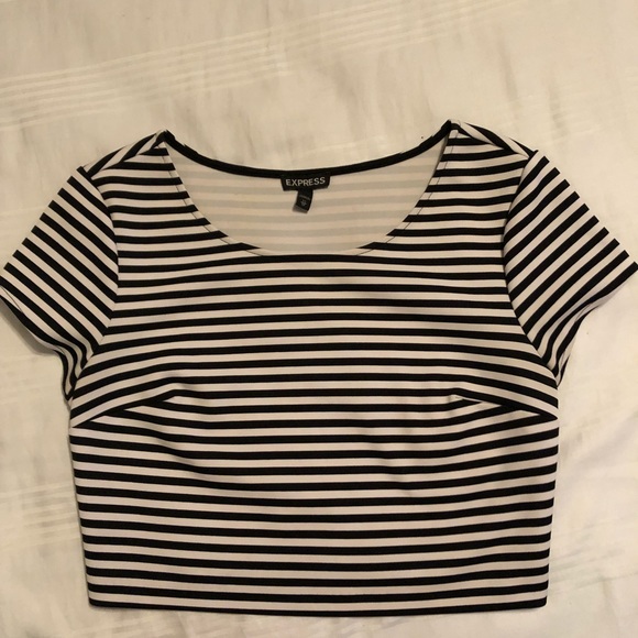 Black and white striped crop top - Picture 1 of 2